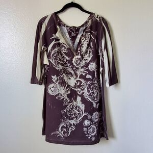 Mushka By Sienna Rose Womens Shift Dress Blue Floral Mini 3/4 Sleeve Artsy XL